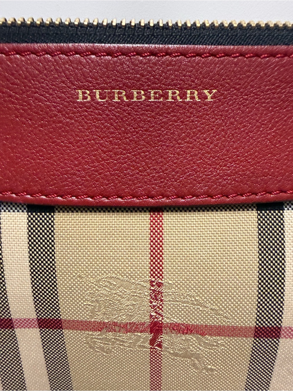 Burberry Beige Check Crossbody with Red Trim - Picture 6 of 16
